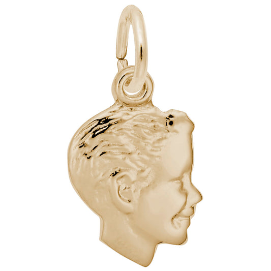 Boys' Head Accent Charm - Unique Silhouette Disc for Jewelry 6042