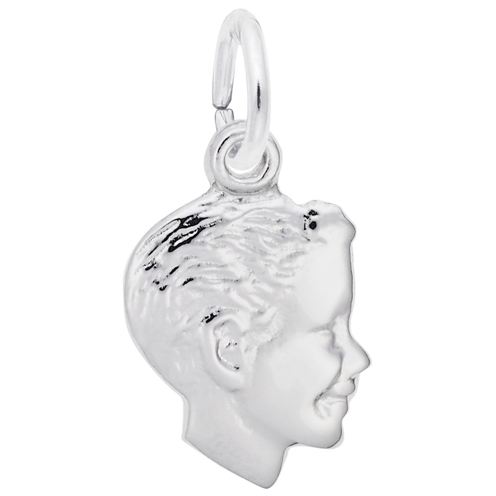 Boys' Head Accent Charm - Unique Silhouette Disc for Jewelry 6042