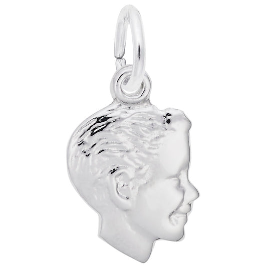 Boys' Head Accent Charm - Unique Silhouette Disc for Jewelry 6042