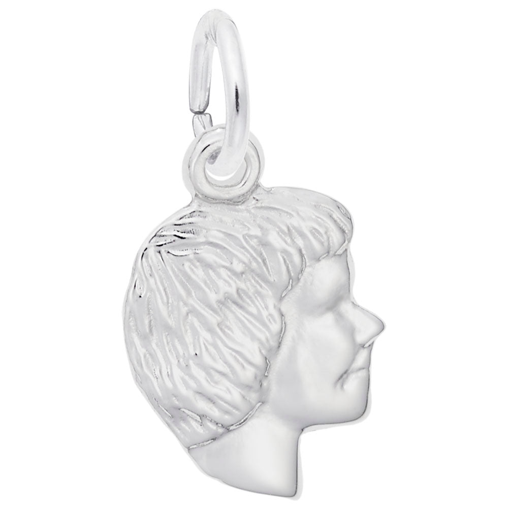 Girls' Head Accent Charm - Elegant Silhouette Disc Jewelry 6047