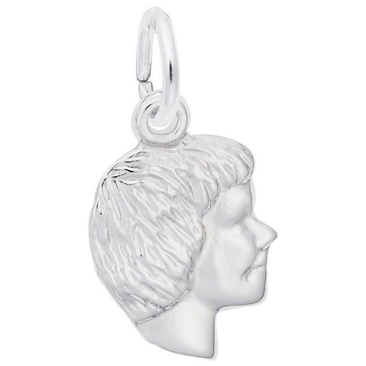 Girls' Head Accent Charm - Elegant Silhouette Disc Jewelry 6047