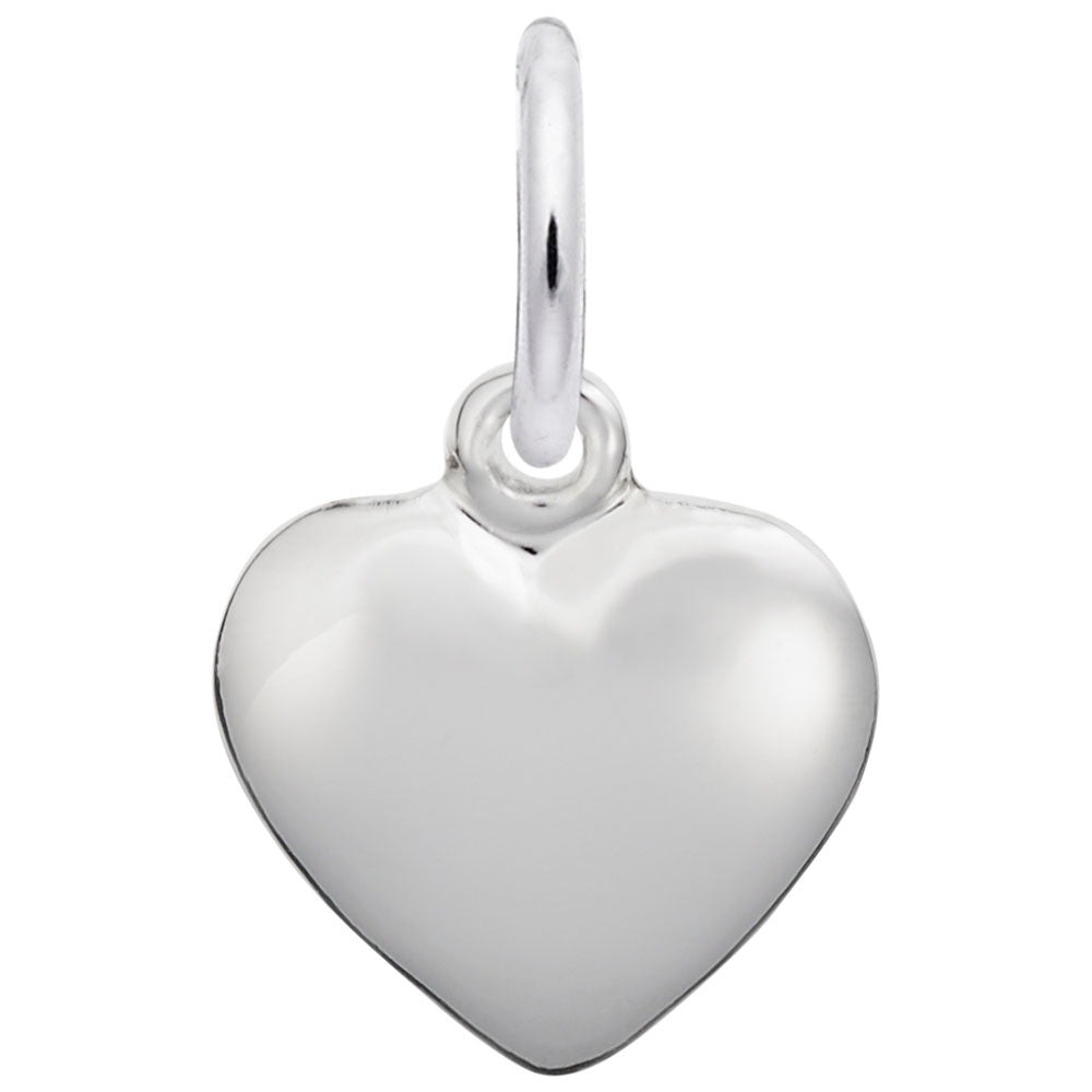 Small Puffy Heart Charm - Elegant Silver Pendant for Jewelry 6086