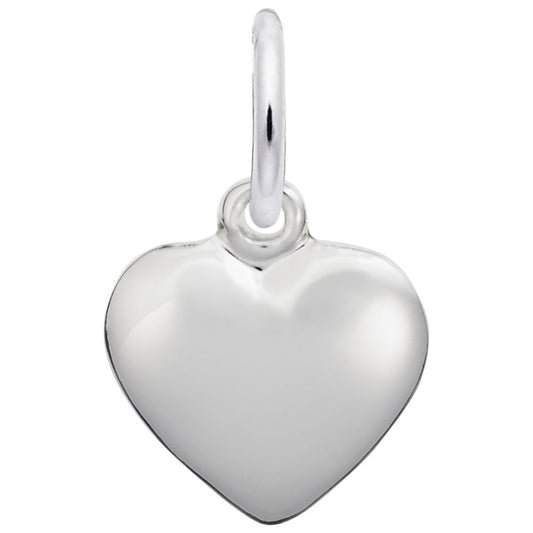 Small Puffy Heart Charm - Elegant Silver Pendant for Jewelry 6086