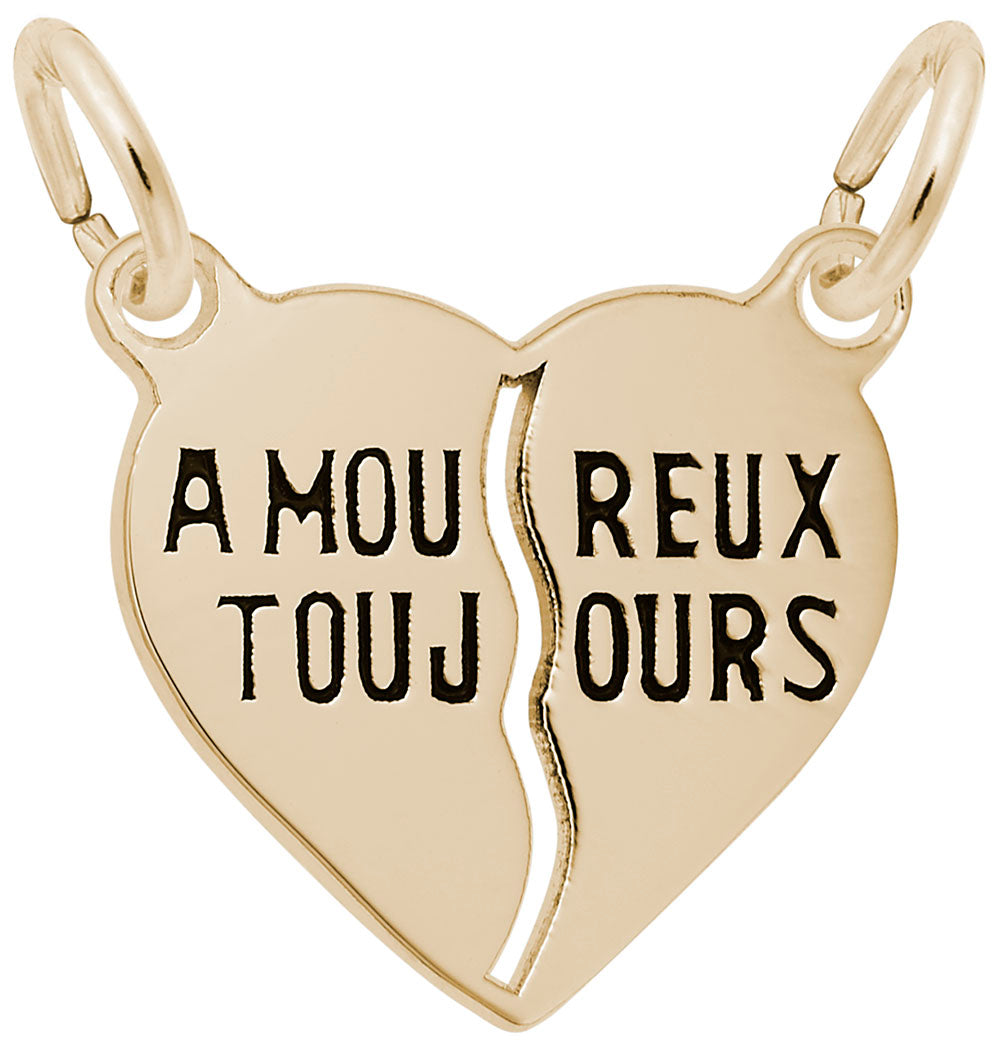 Amoureux Toujours Break Apart Heart Charm for Couples - Rembrandt 6114