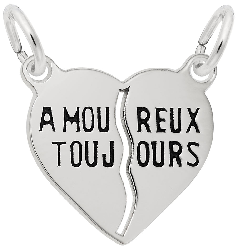 Amoureux Toujours Break Apart Heart Charm for Couples - Rembrandt 6114