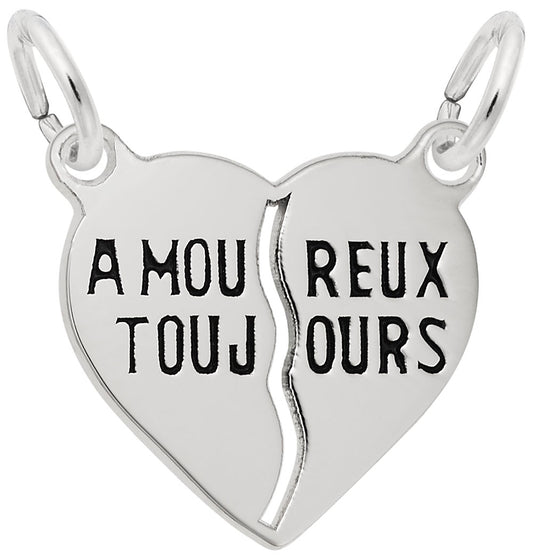 Amoureux Toujours Break Apart Heart Charm for Couples - Rembrandt 6114