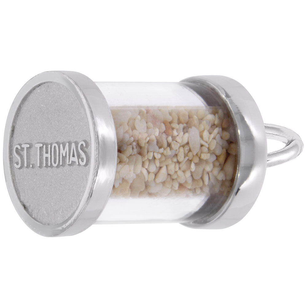 St. Thomas Sand Capsule Charm - Unique Travel Keepsake Jewelry 6120