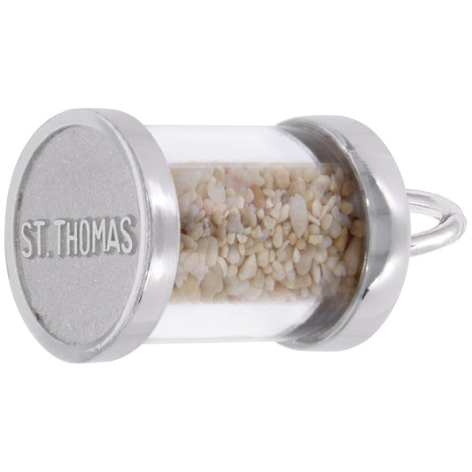 St. Thomas Sand Capsule Charm - Unique Travel Keepsake Jewelry 6120