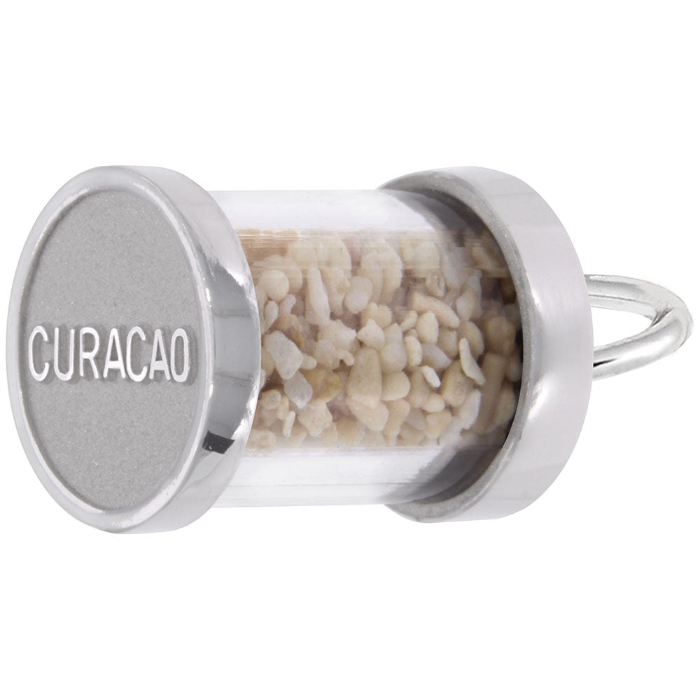 Curacao Sand Capsule Charm - Unique Island Souvenir Jewelry 6122