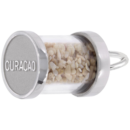 Curacao Sand Capsule Charm - Unique Island Souvenir Jewelry 6122
