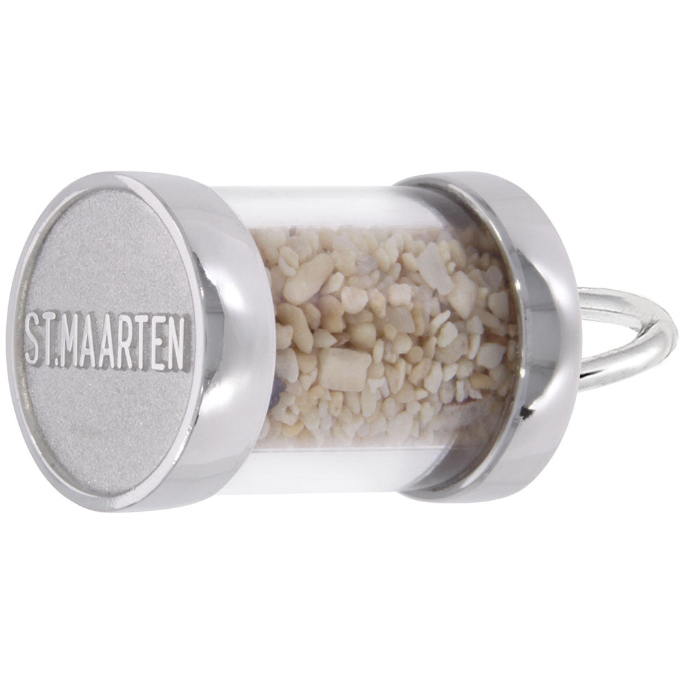 St. Maarten Sand Capsule Charm - Unique Travel Keepsake Jewelry 6123