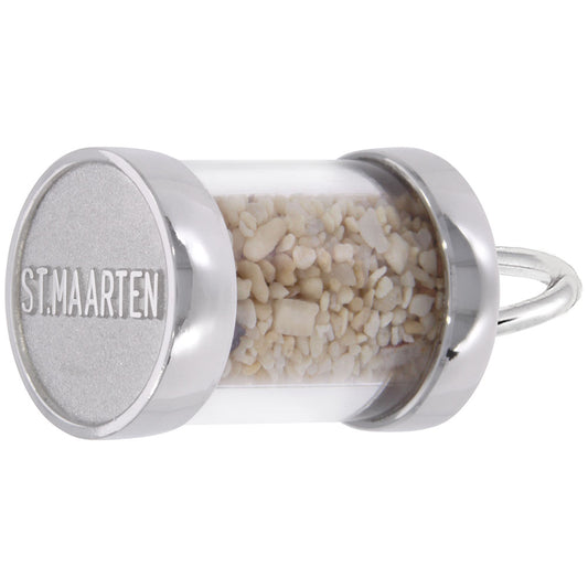St. Maarten Sand Capsule Charm - Unique Travel Keepsake Jewelry 6123