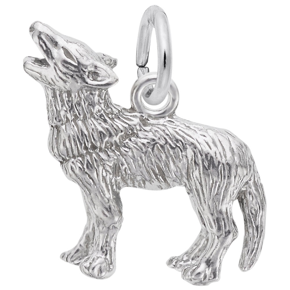 Sterling Silver Wolf Charm for Pet Lovers - Unique Animal Jewelry 6185