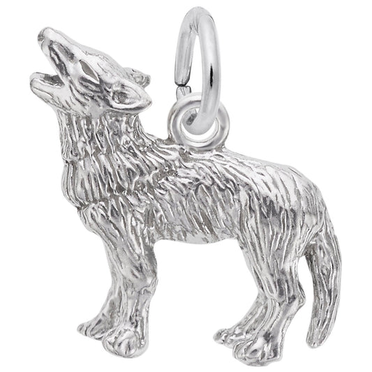 Sterling Silver Wolf Charm for Pet Lovers - Unique Animal Jewelry 6185