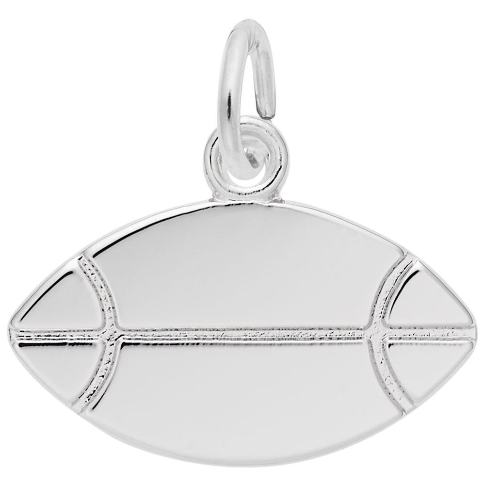 Personalized Flat Rugby Ball Charm - Custom Engravable Keepsake 6211