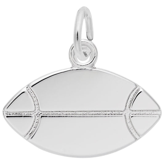 Personalized Flat Rugby Ball Charm - Custom Engravable Keepsake 6211