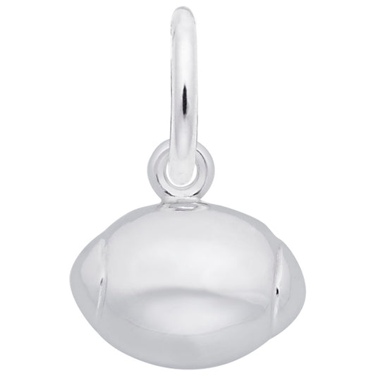 Rugby Ball Charm - Sterling Silver Sports Jewelry for Fans 6212
