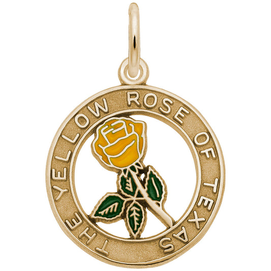 Texas Yellow Rose Charm - Travel Souvenir Jewelry for Texas Lovers 6270