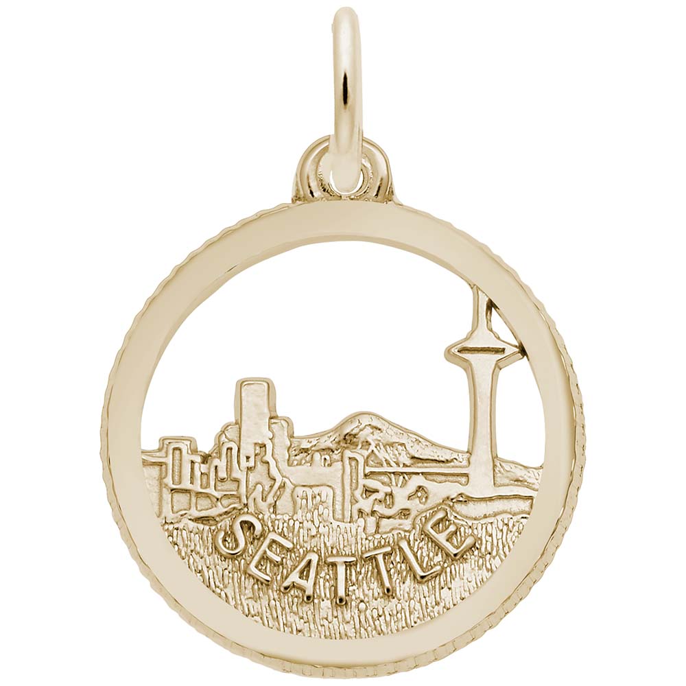 Seattle Skyline Open Disc Charm - Travel Souvenir Jewelry 6293