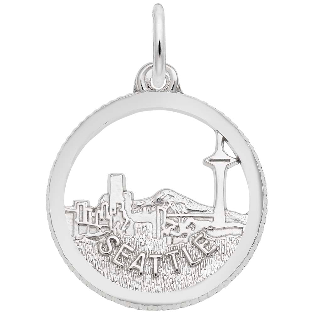 Seattle Skyline Open Disc Charm - Travel Souvenir Jewelry 6293