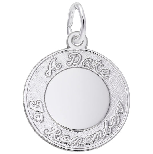 Personalized Engravable Script Disc Charm for Special Dates 6301