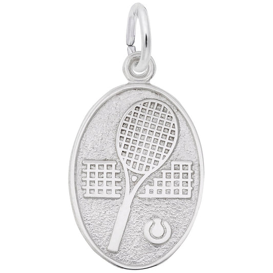 Personalized Tennis Oval Disc Charm - Perfect Sports Jewelry Gift 6307