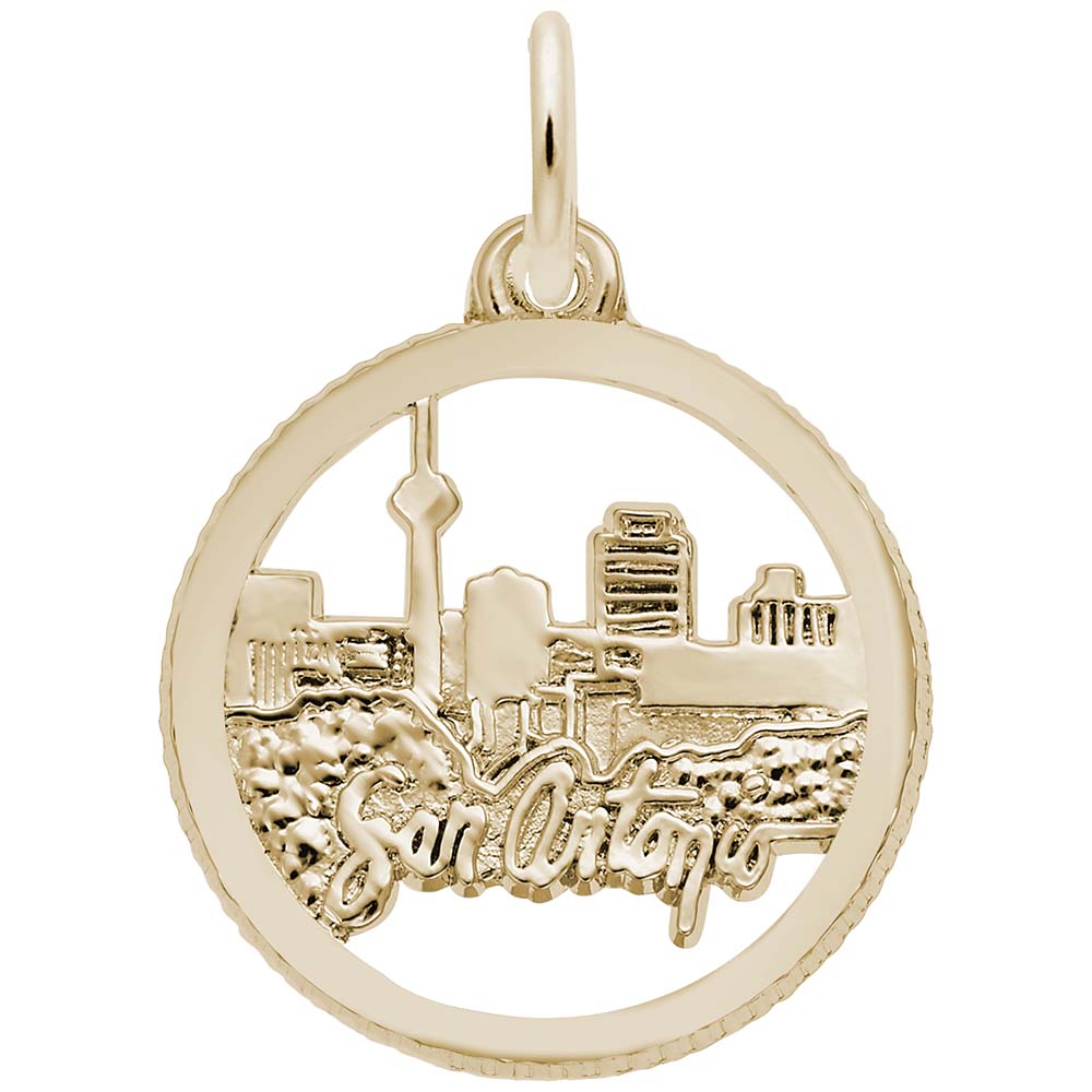 San Antonio Skyline Disc Charm - Texas Travel Souvenir Jewelry 6318