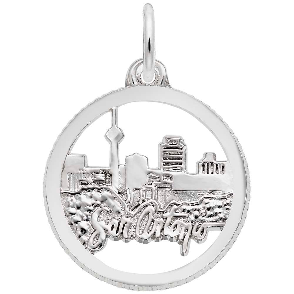 San Antonio Skyline Disc Charm - Texas Travel Souvenir Jewelry 6318