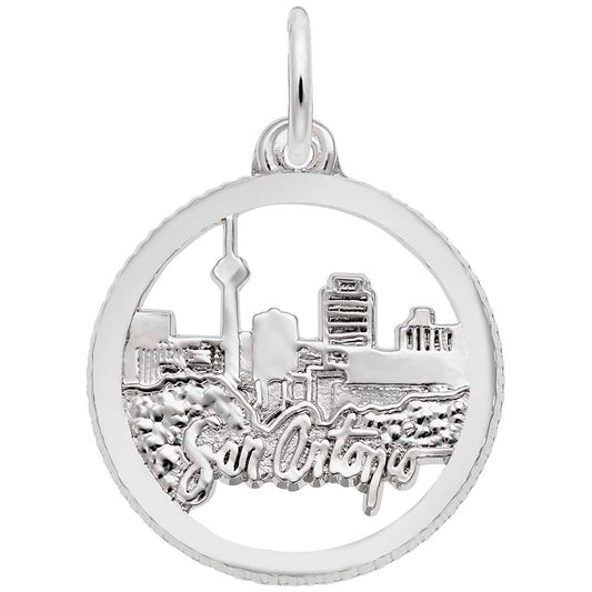 San Antonio Skyline Disc Charm - Texas Travel Souvenir Jewelry 6318