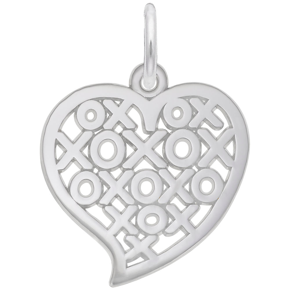 Hugs & Kisses Heart Charm - Elegant Disc Silhouette Jewelry 6401