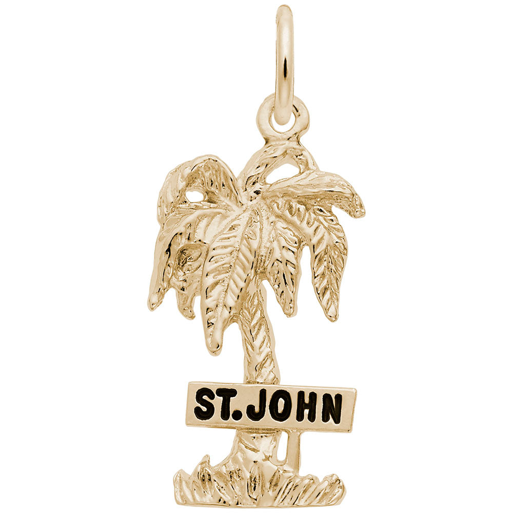 St. John Palm Tree Charm - Tropical Island Travel Jewelry 6446