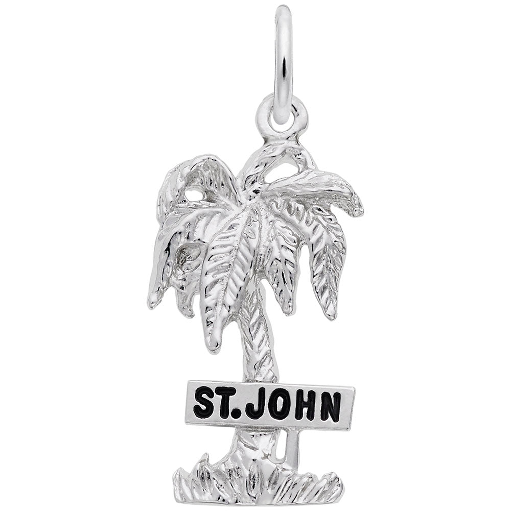 St. John Palm Tree Charm - Tropical Island Travel Jewelry 6446