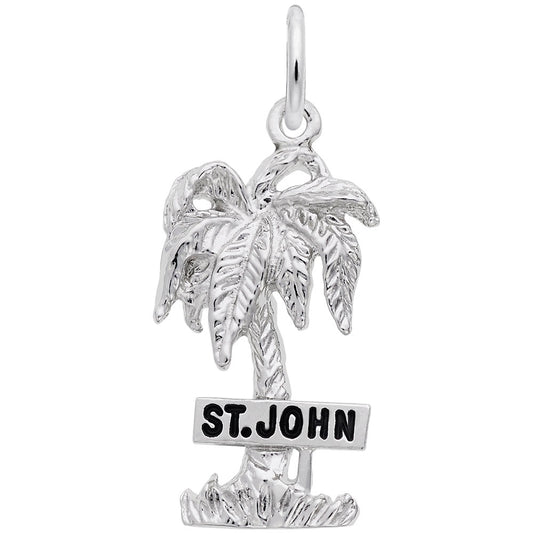 St. John Palm Tree Charm - Tropical Island Travel Jewelry 6446