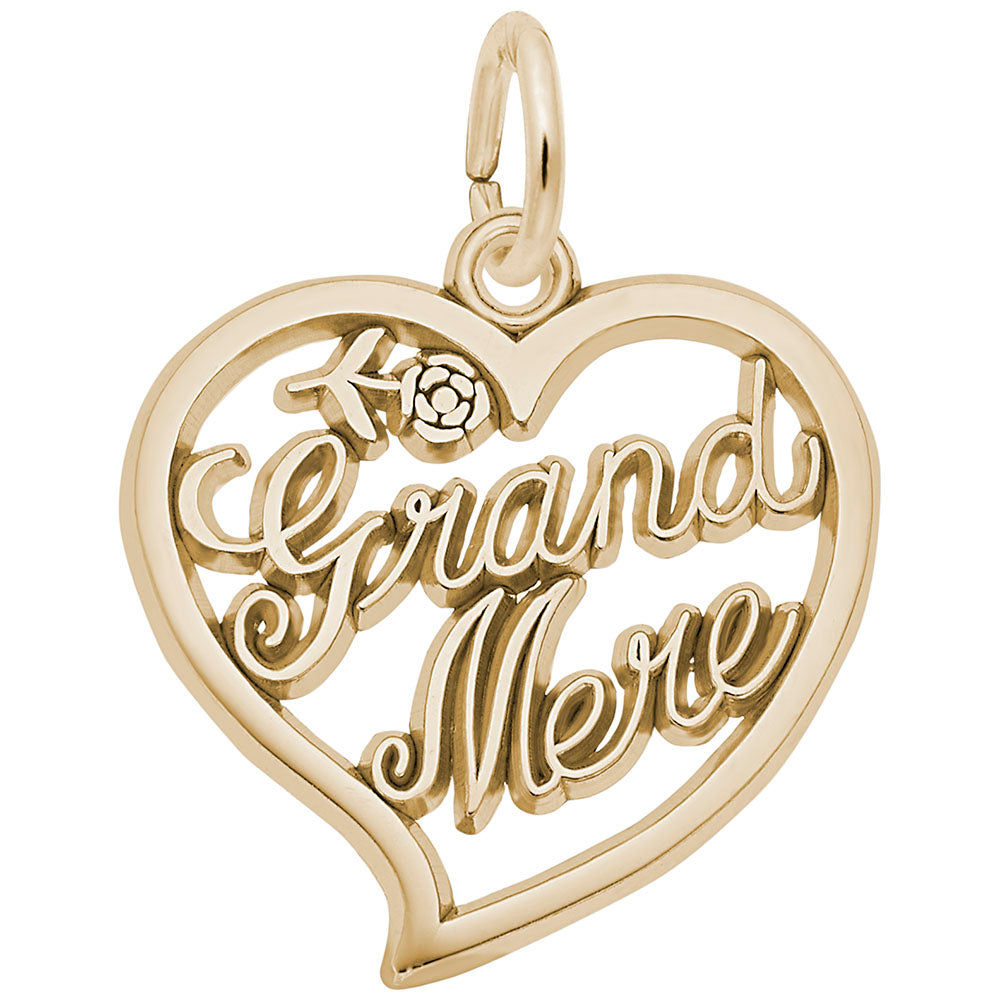 Grand Mère Open Heart Charm - Elegant Grandparent Jewelry Gift 6469