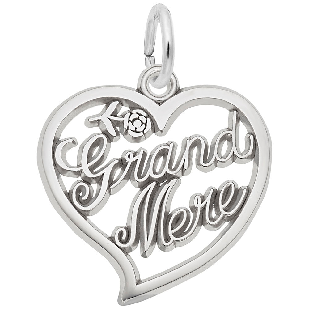 Grand Mère Open Heart Charm - Elegant Grandparent Jewelry Gift 6469