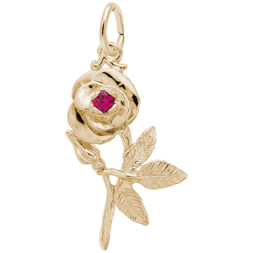 Valentine's Day Rose Charm with Stone - Romantic Gift Idea 6489