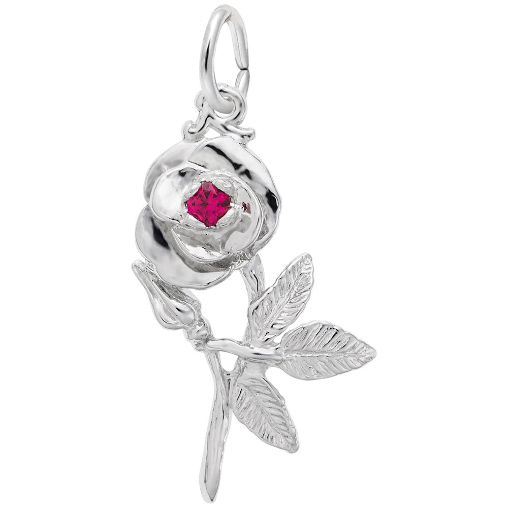 Valentine's Day Rose Charm with Stone - Romantic Gift Idea 6489