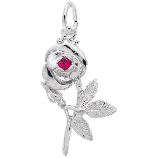 Valentine's Day Rose Charm with Stone - Romantic Gift Idea 6489