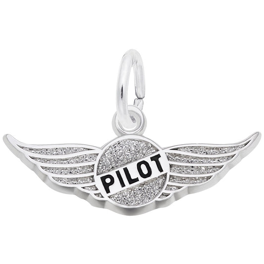 Pilot's Wings Charm for Bracelets - Aviation Jewelry Gift 6496