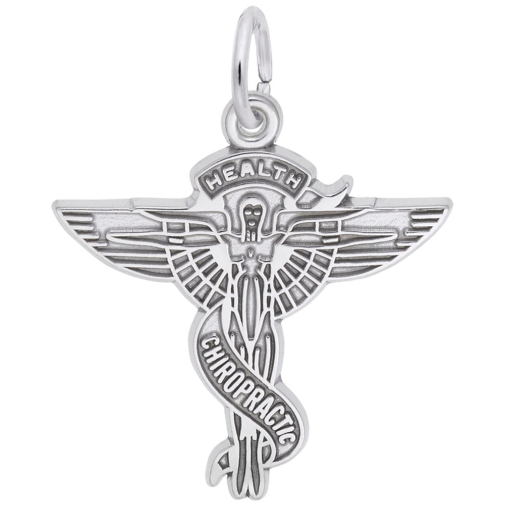 Chiropractic Caduceus Charm - Medical Profession Jewelry Gift 6555