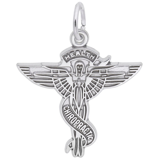 Chiropractic Caduceus Charm - Medical Profession Jewelry Gift 6555