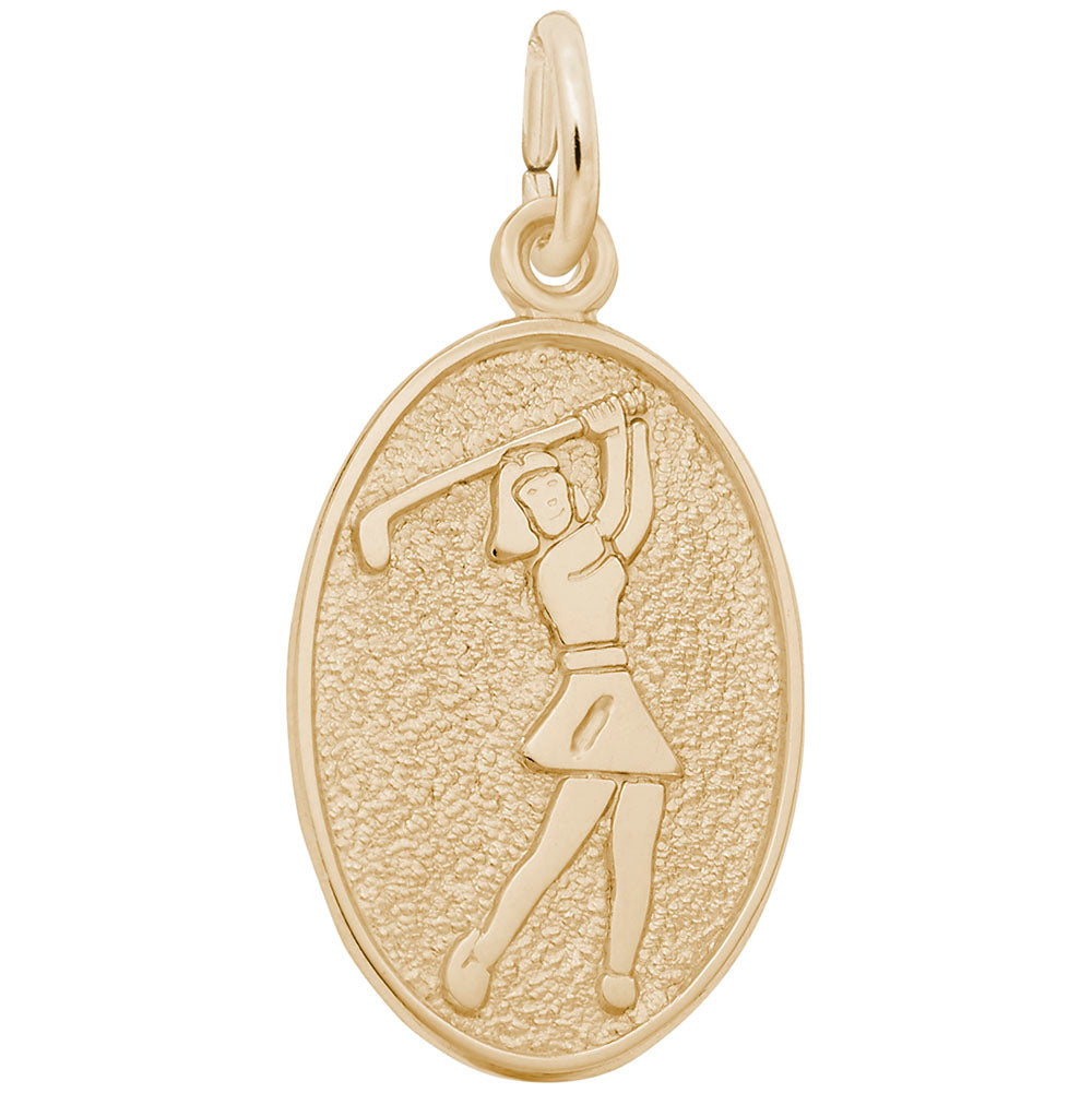 Female Golfer Oval Disc Charm - Perfect Gift for Golf Lovers 6559