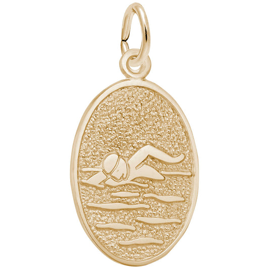 Swimmer Oval Disc Charm - Perfect Gift for Swim Enthusiasts 6566