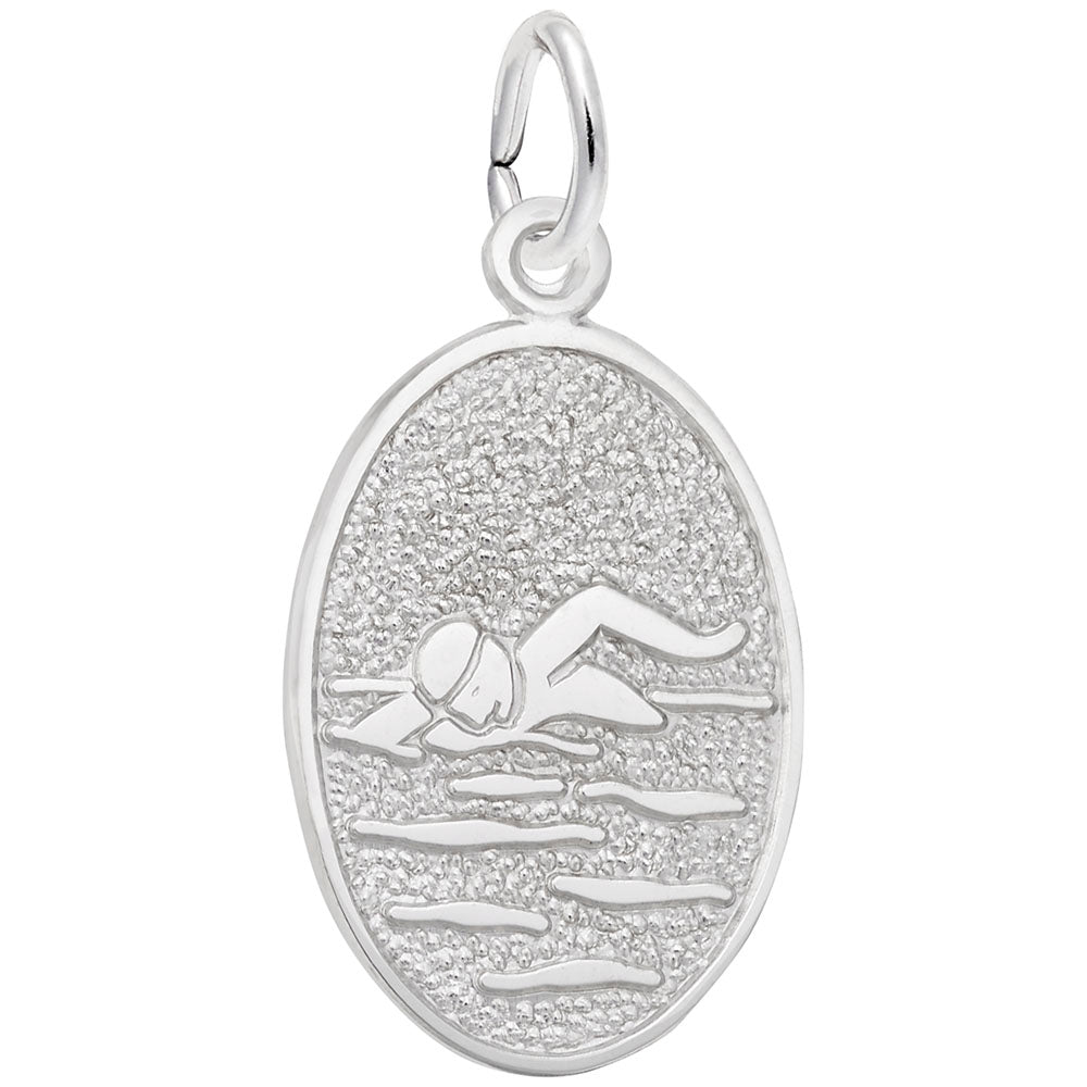 Swimmer Oval Disc Charm - Perfect Gift for Swim Enthusiasts 6566