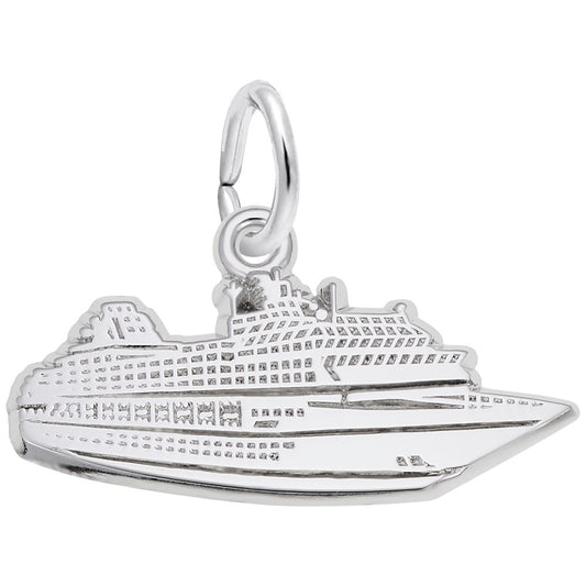 Flat Cruise Ship Charm - Nautical Jewelry for Sea Lovers 6580