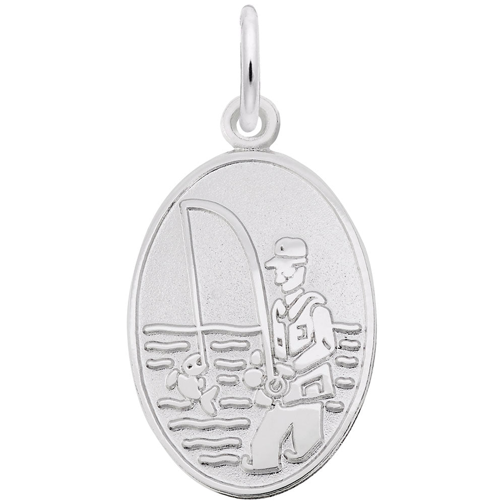 Fisherman Oval Disc Charm - Nautical Sea Life Jewelry Accessory 6584