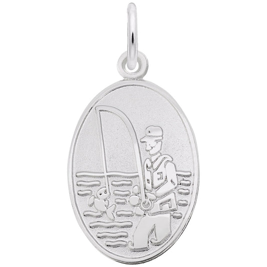 Fisherman Oval Disc Charm - Nautical Sea Life Jewelry Accessory 6584