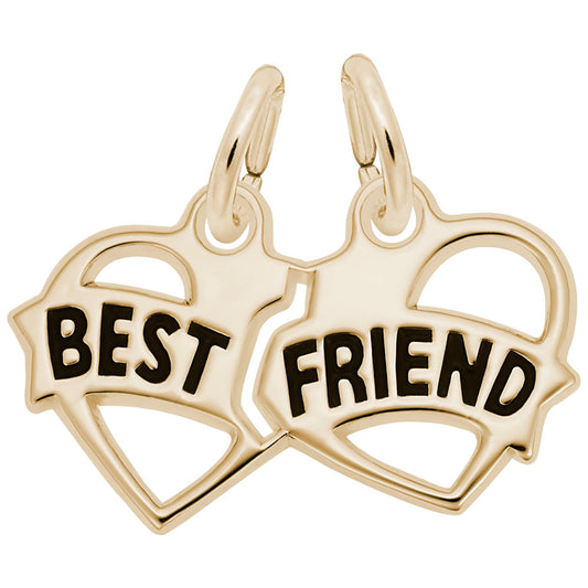 Best Friend Hearts Charm - Unique Silhouette Disc Jewelry Gift 6596