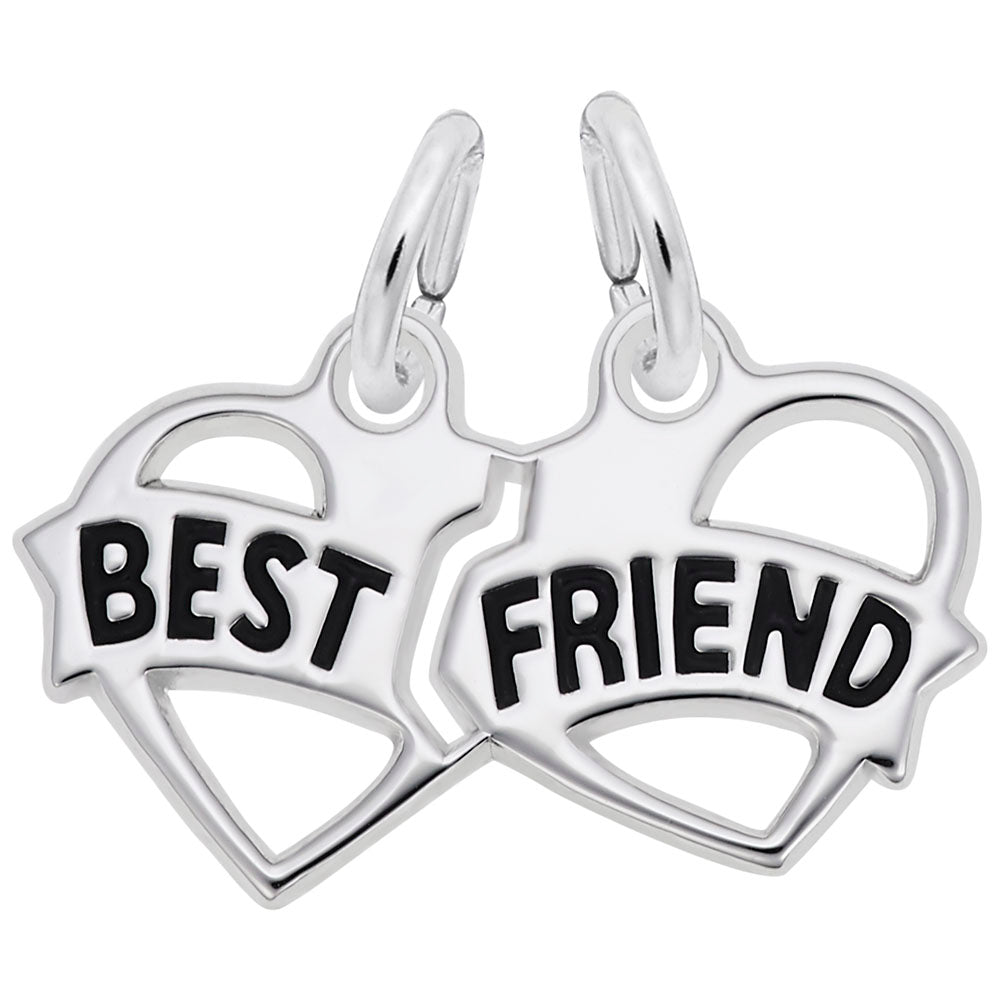 Best Friend Hearts Charm - Unique Silhouette Disc Jewelry Gift 6596