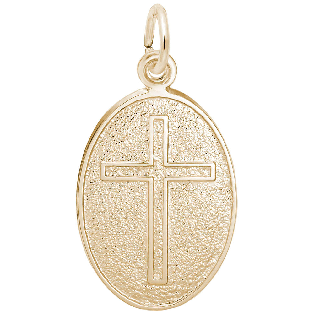 Elegant Oval Disc Cross Charm for Special Occasions & Faith 6599